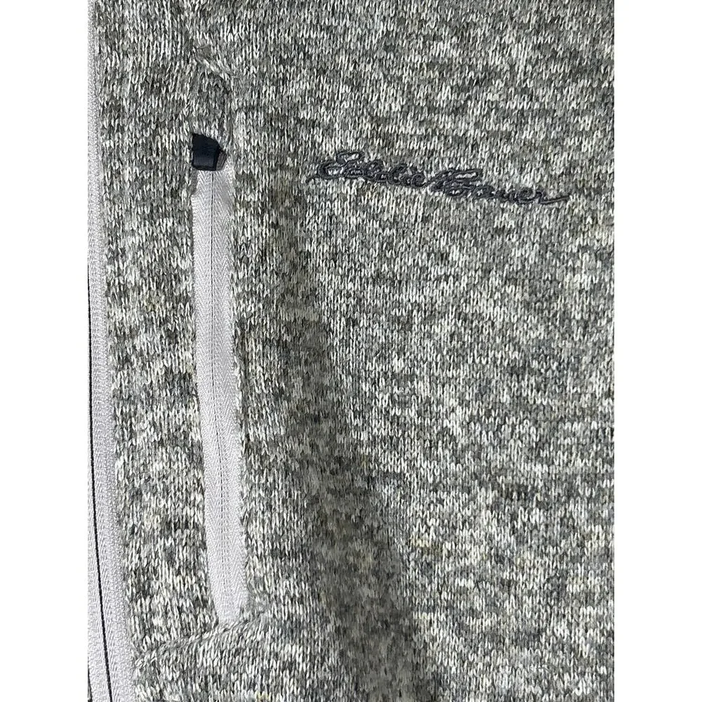 Eddie Bauer Sweatshirt Medium Gray 1/4 Zip Fleece Lined Sweater